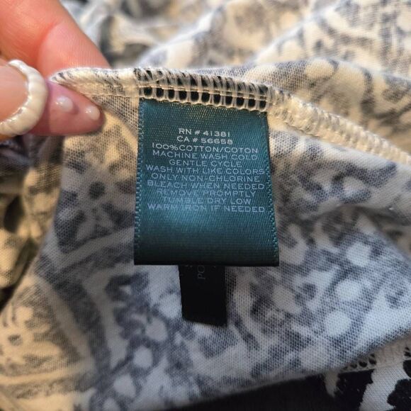 Lauren Ralph Lauren Dress Size Small Sleeveless Black White Print Lined Jersey - Picture 7 of 7